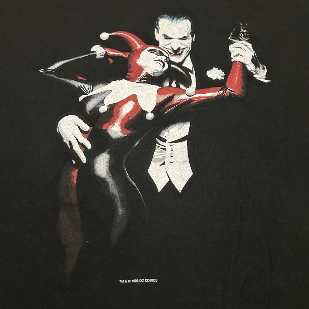 VINTAGE 1999 DC Joker & Harley Quinn T Shirt Size Large
